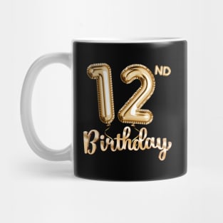 12th Birthday Gifts - Party Balloons Gold Mug